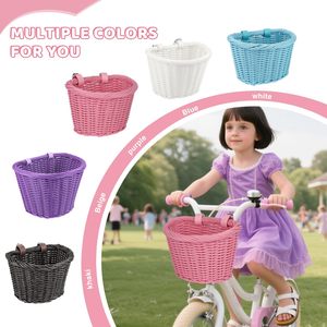 Cestino <span class=keywords><strong>per</strong></span> Bicicletta in Vimini, Cestino Anteriore Pieghevole a Sgancio Rapido, Robusta Borsa Portaoggetti in Plastica Fatta a Mano <span class=keywords><strong>per</strong></span> Bambini - Product Image 6