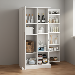 Armario Independiente para Cocina, Despensa con 14 Niveles y Estantes Ajustables, Unidad de Almacenamiento Blanca para Cocina, Dormitorio, Comedor - Product Image 2