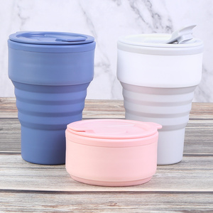 Vente en gros de tasses pliables en silicone réutilisables sans BPA, tasse à café en silicone pliable de 12 oz pour les voyages en plein air - Product Image 1