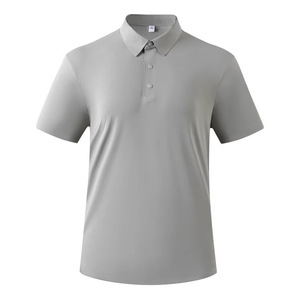 Polo en nylon à séchage rapide pour homme, uniforme de travail d'été, noir, blanc, gris clair, gris vert, blanc cassé, tissu fin avec étiquette - Product Image 4