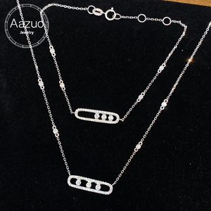 Conjunto de Joyería Fina Aazuo, Oro Sólido de 18K, Diamante Natural de 0.26ct, Pulsera y Collar de Hada, Gran Venta, Regalo para Mujer, Cumpleaños, Fiesta, Boda - Product Image 1