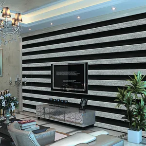 2019 guangzhou ihouse modern tasarımlar siyah şerit duvar kağıdı
