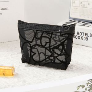 New Fashion Eco-Friendly Customizable Portable Travel Makeup Cosmetic Organizer Women Girls Hand-held Nylon Heart Mesh Outdoor - Product Image 6