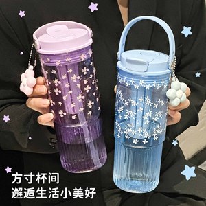 Decani Floral Plastic Water Cup 1000Ml Bpa Free Portable Travel Cup For Women With Straw And Handle - Product Image 1