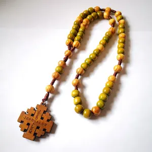 CUSTOM WHOLESALE JERUSALEM CATHOLIC WOODEN CORD ROSARIES