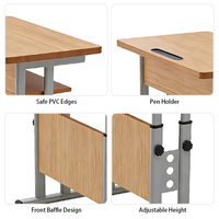 Ensemble table et chaise d'école moderne, confortable, écologique, durable et réglable en hauteur pour enfants avec fente pour crayons - Vente en gros
