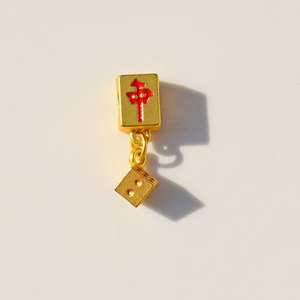 Chinese Style Mahjong Tile Lucky <b>Charm</b> Spacer <b>Beads</b> Oil Dripping Zinc Alloy Unisex DIY <b>Bracelet</b> Jewelry Accessories - Product Image 5