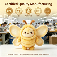 Peluche ultra douce Kawaii Papillon Abeille avec ailes à double couche pour décoration esthétique de chambre d'enfant, cadeau