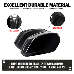 Sacoches rigides pour moto, sacoches latérales étendues, noir brillant ABS, rangement pour Harley Street Bob FXBBS Softail Standard 2018-2024 - Product Image 4