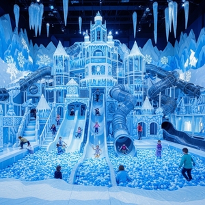 Équipement de terrain de jeux intérieur sur le thème de la neige et de la glace, château gonflable pour enfants, aire de jeux souple avec toboggan et piscine à balles, prix d'usine - Product Image 5