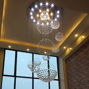 Lámpara led giratoria de cristal para escalera, candelabro moderno de gran tamaño de construcción para sala de estar y vestíbulo - Product Image 5