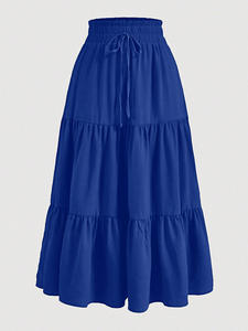 बोहेमियन-लाइन टीदार ठोस रंग मिडी स्कर्ट | महिलाओं के लिए फ्लोवी लेटेड स्विरेल स्कर्ट. निर्यात गुणवत्ता थोक ग्रीष्मकालीन स्कर्ट - Product Image 2