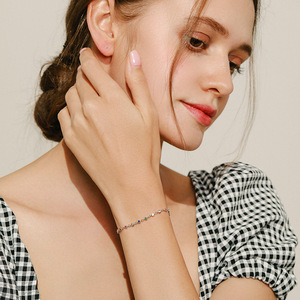 S925 Silver Chain <b>Bracelet</b> With Multicolor Crystal Bezel Setting Classic Style Unisex Everyday Wear Jewelry - Product Image 6