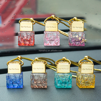 Parfum de voiture carré de 5ml avec décalque d'emballage cosmétique plat à bouchon à vis en bois et sérigraphie givrée