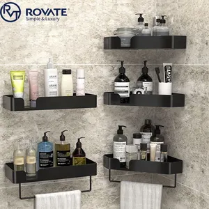 ROVATE – caddie de douche noir, combinaison en alliage d'aluminium, rangement de shampooing, organisateurs de salle de bains, étagère d'angle