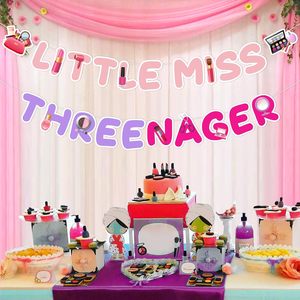 Décorations et accessoires de maquillage pour fête d'<span class=keywords><strong>anniversaire</strong></span> de 3 ans pour petites filles, bannière pour fête spa et salon - Product Image 4