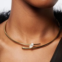 Colliers ras du cou anti-ternissement en or 14 carats et argent S925, Collier statement ouvert en moissanite 2026, Bijoux de mode élégants