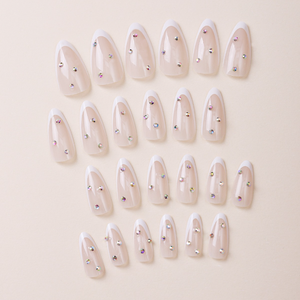 24 <span class=keywords><strong>Uñas</strong></span> Postizas de Precio de Fábrica, Punta Francesa, Degradado, Manicura, Longitud Media, Removibles, Hechas a Mano - Product Image 3