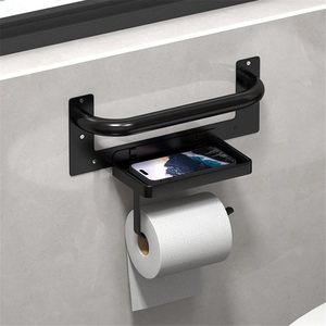 Toilet <b>Paper</b> Roll Holder with Armrests Wall-Mounted <b>Tissue</b> Holder in Bathroom Mobile Phone Rack Zinc Alloy Modern Design - Product Image 5
