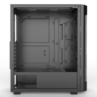 Casing PC ATX Baru 2024 Model Factory Outlet, Panel Samping Kaca Temper, Mid-Tower, Desain Poligonal Mesh, untuk Gaming