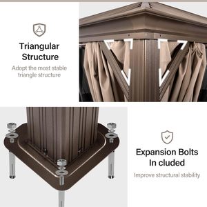 Gazebo à toit rigide 10'x12' avec moustiquaire, structure en aluminium imperméable, pavillon métallique permanent pour cour, patio et <span class=keywords><strong>jardin</strong></span> - Product Image 5