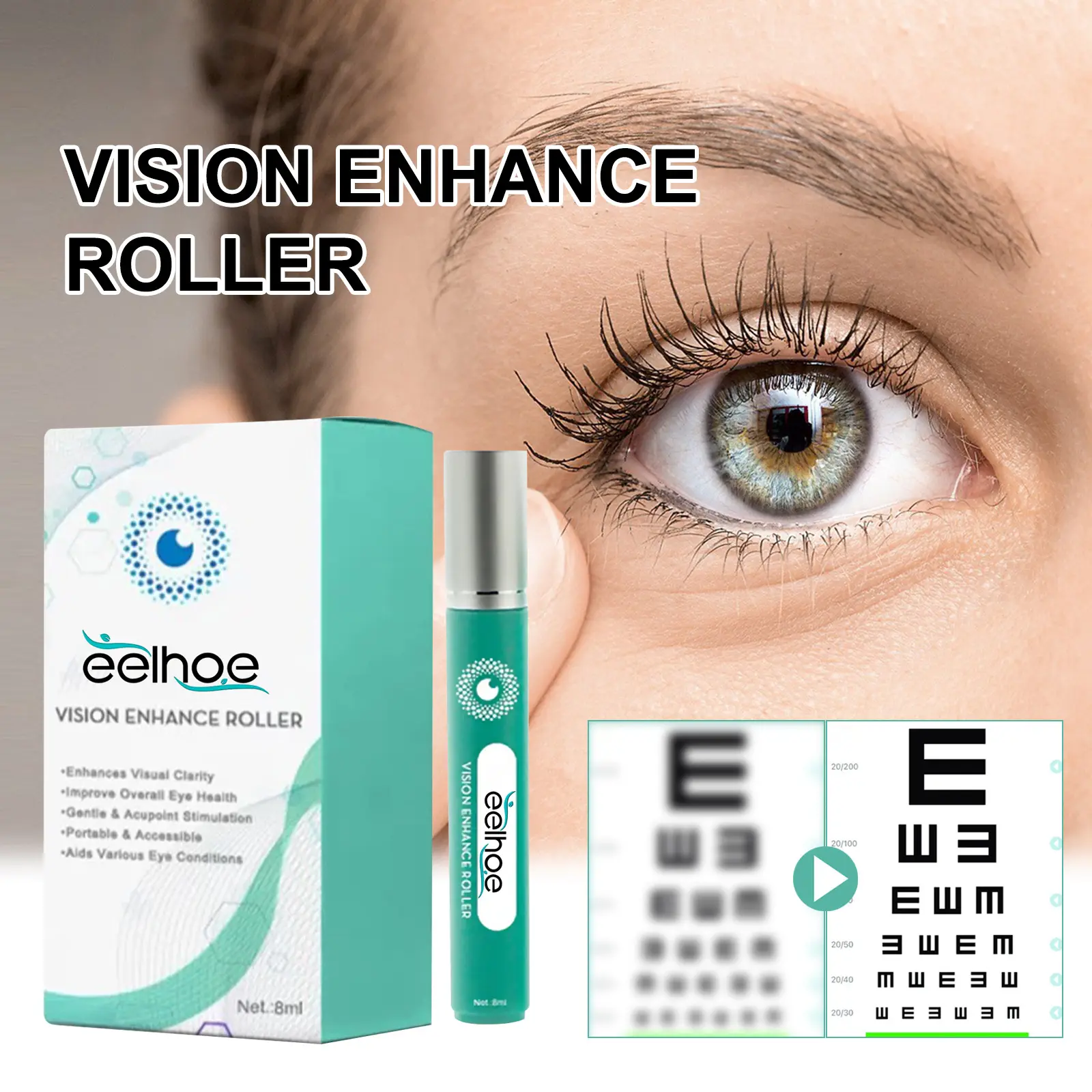 Sob o rolo do olho Anti-Fadiga Eye Care Products Para Visão Aprimorada Massager Roller Melhorar a Visão e Alívio Olho Seco