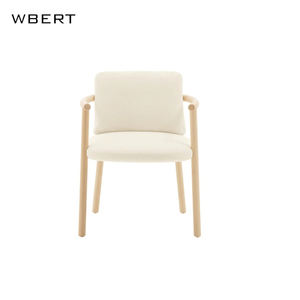 WBERT Norse Simple Atmosphère Doux Coussin Accoudoir Tissu Salon Homestay Loisirs Chaise Simple en Bois Massif Chaise de Salle à Manger - Product Image 4