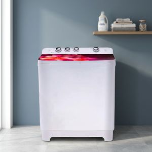 Lave-linge compact blanc semi-automatique avec panneau de commande rouge et chargement par le haut pour l'entretien du linge domestique - Product Image 3