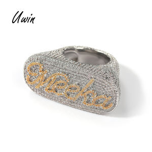 UWIN nome personalizzato alfabeto anello sigillo strato hiphop Rapper anello personalizzato per uomo uomo gioielli - Product Image 2
