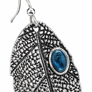 Orecchini pendenti vintage bohémien a forma di foglia, stile retrò con gemma blu, gioielli alla moda per donna, regalo per feste - Product Image 4
