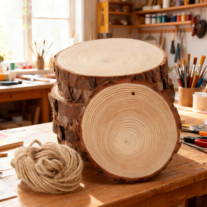 Tranches de bois de haute qualité en gros, non finies, naturelles, personnalisées, épaisses et rondes pour les arts DIY, les dessous-de-verre - Product Image 4