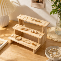 Étagère de présentation rétro en bois, organisateur à 3 niveaux, multifonctionnelle, style mid-century moderne, en bois de frêne