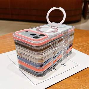 เคสโทรศัพท์แบบวงแหวนแม่เหล็กติดกันได้ ป้องกันการกระแทก หมุนได้ 360 องศา สำหรับ iPhone 18 17 16 15 14 Pro Max  พร้อมดีไซน์สีตัดกัน - Product Image 1