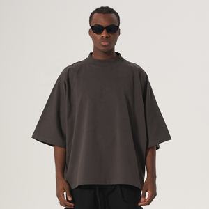 T-shirt coupe carrée vierge 300gsm 100% coton T-shirt graphique personnalisé à col épais surdimensionné pour homme - Product Image 5