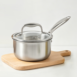 Induction Compatible Minimalist Design For Gas And Induction Cooker Stainless Steel Soup <b>Pot</b> With Glass Lid - Product Image 2