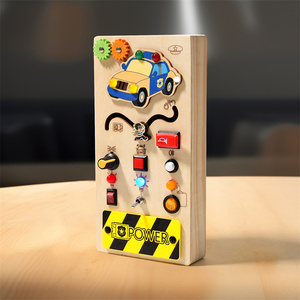 Jouets sensoriels en <span class=keywords><strong>bois</strong></span> Montessori pour les tout-petits, <span class=keywords><strong>voiture</strong></span> de police, <span class=keywords><strong>circuit</strong></span> mobile - Product Image 2