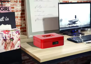 Caja fuerte de acero para efectivo con cerradura de combinación, caja fuerte para dinero con bandeja para monedas extraíble, grande - Product Image 3