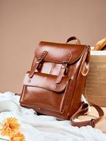 Dropshipping Sac à dos en cuir véritable Sac à dos pour ordinateur de style collège en cuir de vachette résistant à l'abrasion Capacité de 14 pouces Grand volume