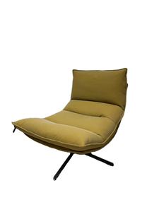 Sillón Giratorio de Cuero Color <span class=keywords><strong>Mostaza</strong></span>, Diseño Curvo Todo en Uno para Sala de Estar/Dormitorio/Balcón, Relajación - Product Image 3