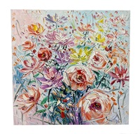 Peinture à l'huile originale peinte à la main, thème Rose en pleine floraison, impressionniste, technique impasto, pour salon, appartement, hôtel