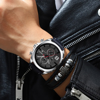 Montres pour hommes originales Curren 8324, bracelets en cuir, montre chronographe à quartz classique pour hommes, marque de luxe, montres pour hommes