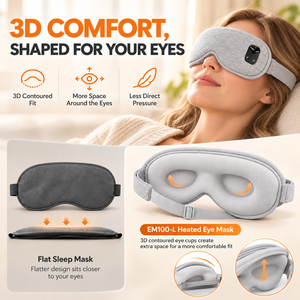 Máscara Térmica Inalámbrica Recargable para Ojos, 1500mAh, Bloqueo de Luz, Funda Lavable, Alivio de Ojeras, Gris, Uso Doméstico y Exterior - Product Image 2