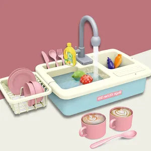Кухонная раковина, веселые игрушки, Электрический круговой вращающийся смеситель для воды, мини-игрушки для приготовления пищи, детский кухонный набор, игрушки для детей
