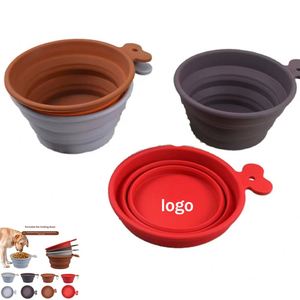 Custom Logo Outdoor Folding Silicone Pet Dog Bowl Hanging Hole Promotional for Indoor/Outdoor Cat Dog Food Use Promotions - Product Image 1