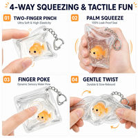 Lot de 4 porte-clés souple en PU animaux marins Kawaii, breloques portables pour sac à dos, jouets anti-stress
