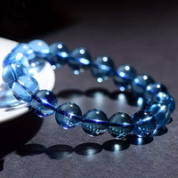 Bracelet en aquamarine bleu profond naturel du Brésil, qualité collection, pour collection de pierres précieuses et cadeau haut de gamme