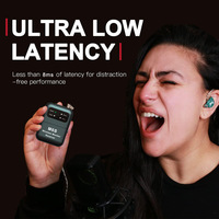 Sistem Monitor In-Ear Nirkabel, Sistem IEM Nirkabel Stereo 2.4G dengan Transmitter dan Receiver Beltpack, Auto-Pairing 164ft untuk Studio