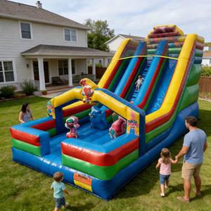 Tobogán Inflable Gigante de PVC de Tres Carriles con Temática de <span class=keywords><strong>Bob</strong></span> <span class=keywords><strong>Esponja</strong></span>, Equipo de Juego Infantil Ecológico de Dibujos Animados, Grado Comercial - Product Image 3