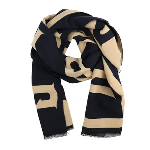 Дизайнерский жаккардовый Черный Бирюзовый мужской зимний шерстяной шарф с кисточками от производителя мужские шарфы кашемир