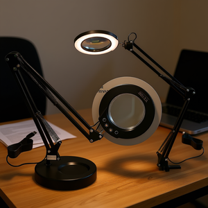 Lámpara de aumento con lente de vidrio 5X, luz LED, brazo ajustable y soporte de escritorio para lectura y escritura - Product Image 2